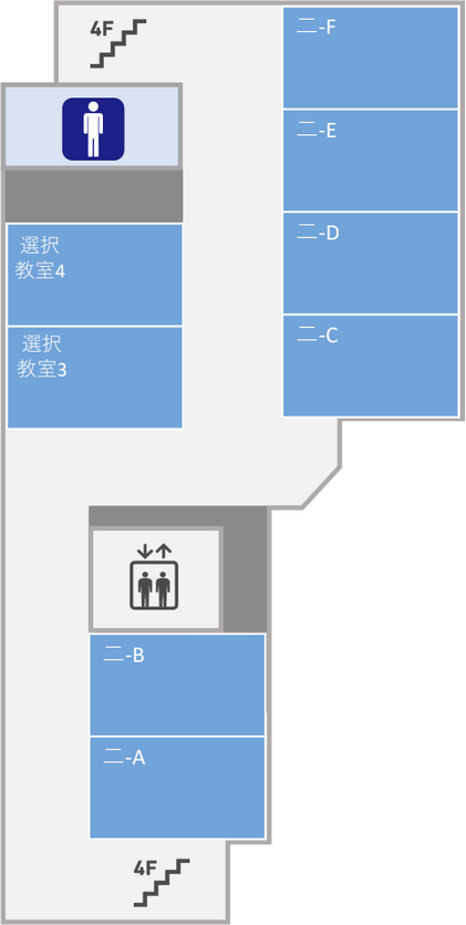 アリーナの反対側に男子トイレがあります。