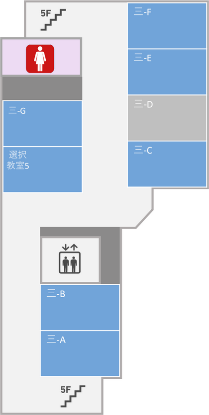 アリーナの反対側に女子トイレがあります。